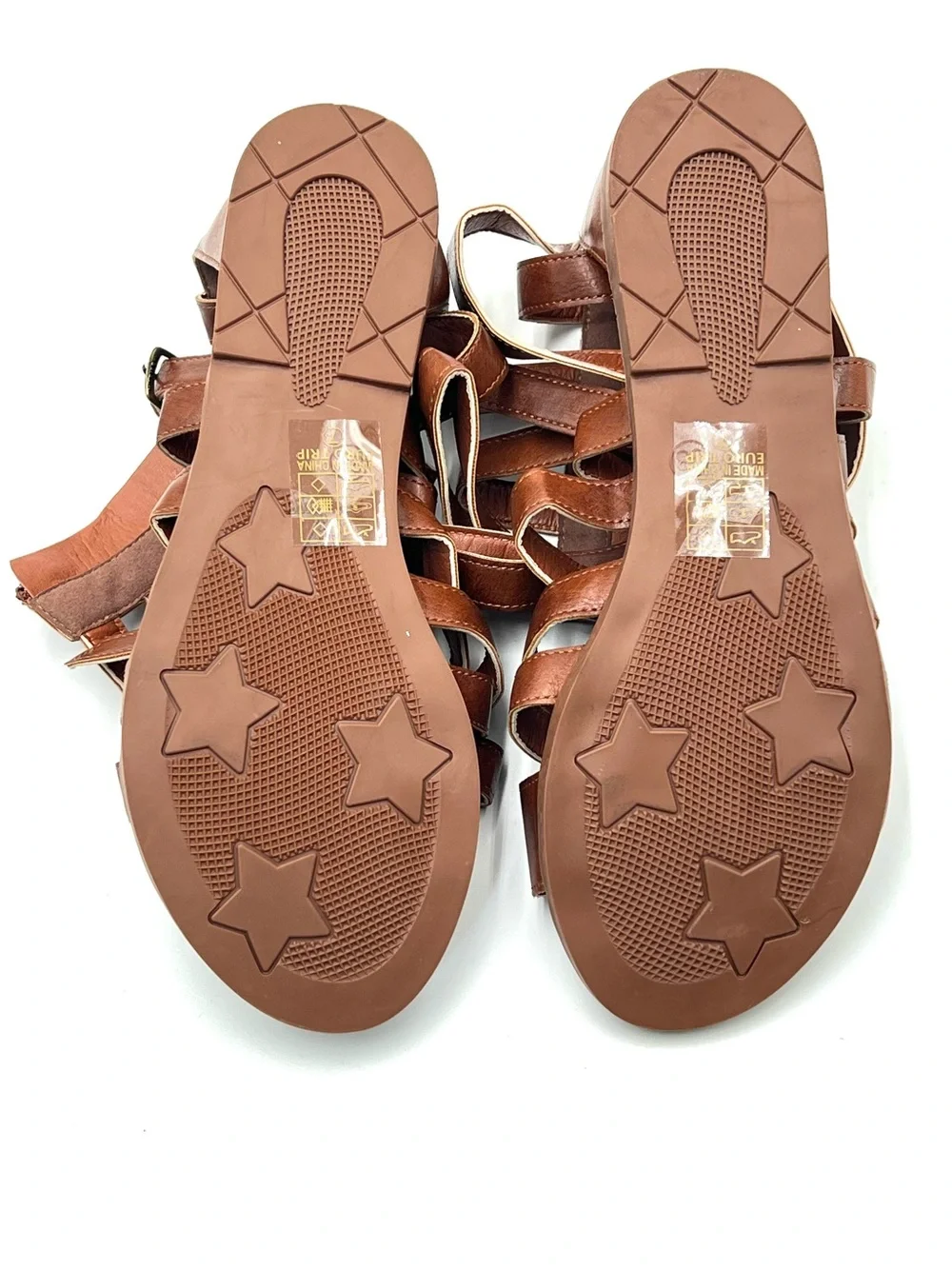 Dolls Kill Euro Trip Brown Leather Gladiator Sandals 7 Festival Boho Strappy New